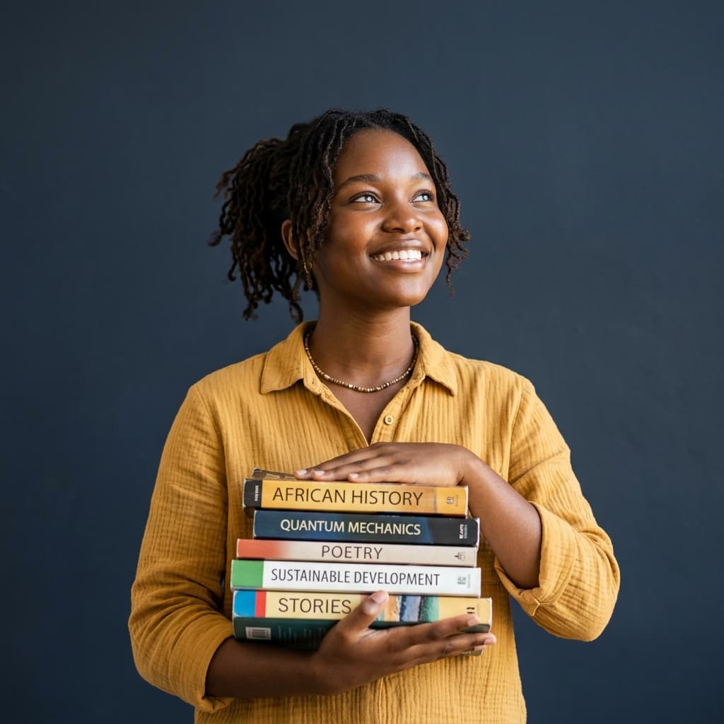 Student holding books